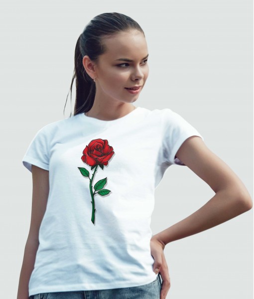 Дамска тениска с щампа Арт Red rose